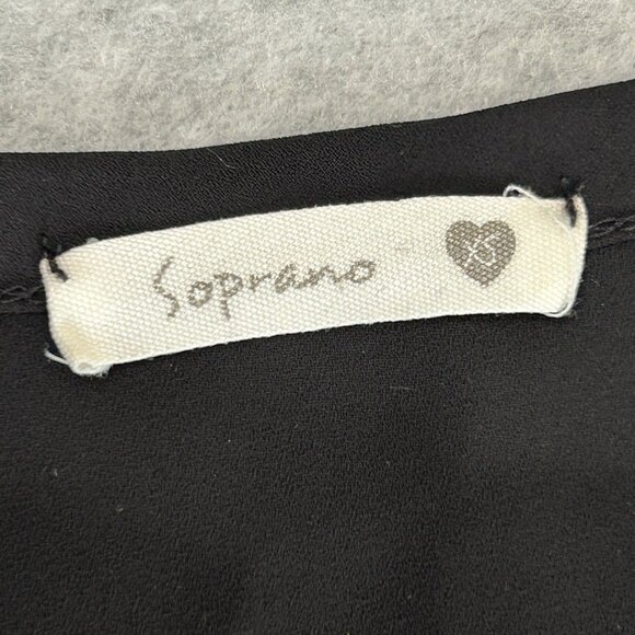 SOPRANO Womens XS Black Tunic Top High Low Split Sides Sheer Flowy T20508RK - Picture 3 of 6